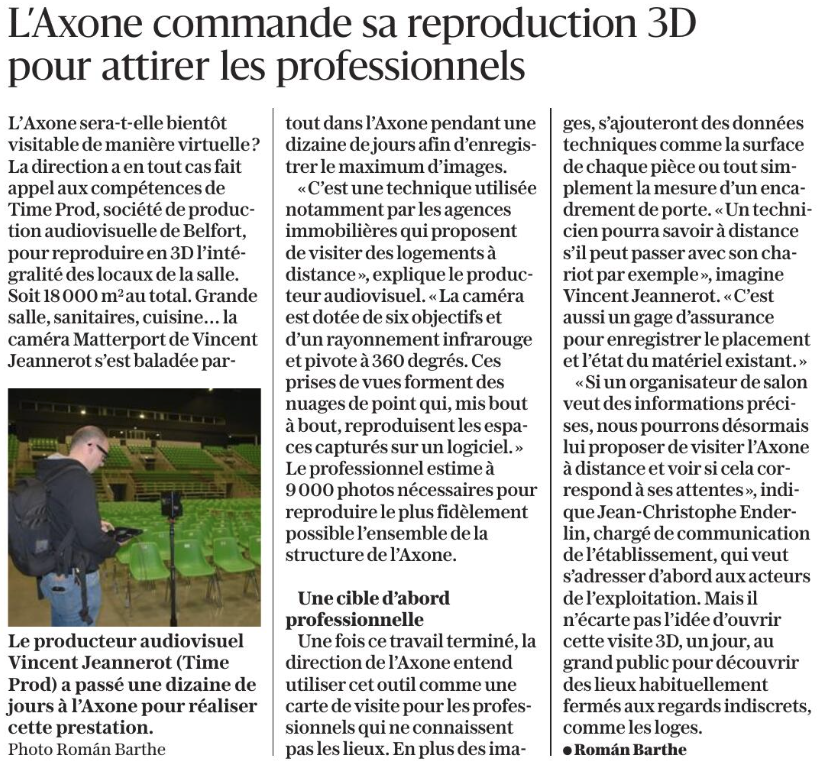 Article est republicain modelisation 3D matterport de l' Axone montbéliard